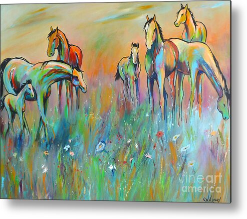 Horse Metal Print featuring the painting Meadow by Cher Devereaux