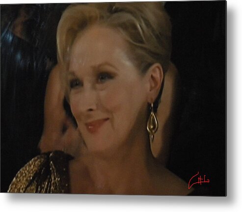 Colette Metal Print featuring the photograph Meryl Streep receiving the Oscar as Margaret Thatcher by Colette V Hera Guggenheim