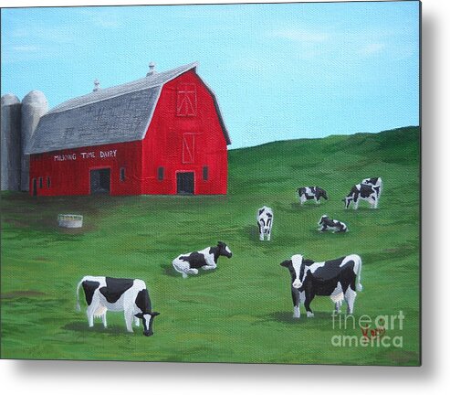 Farm Metal Print featuring the painting Milking Time Dairy by Kerri Sewolt