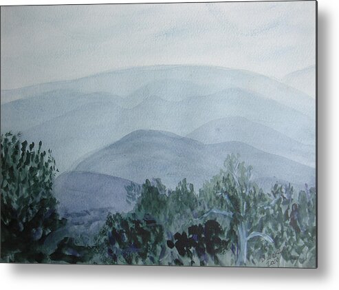 Misty Metal Print featuring the painting Misty Shenandoah by Donna Walsh