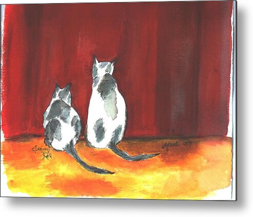 Cats Metal Print featuring the painting MPrints - Seeing Red by M Stuart