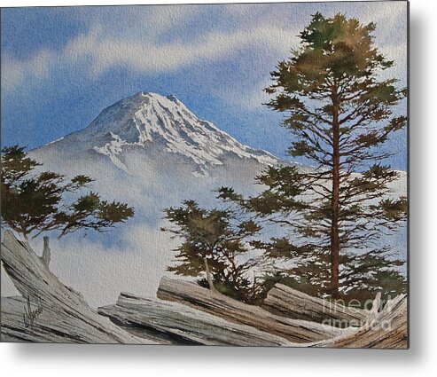 Mt Rainier Painting Metal Print featuring the painting Mt. Rainier Landscape by James Williamson