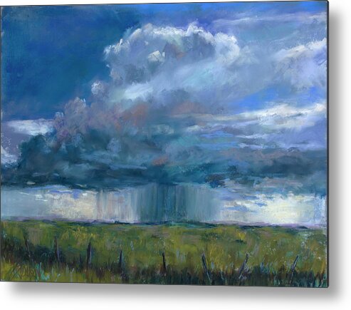 Thunderstorm Metal Print featuring the pastel Much Needed Rain by Billie Colson