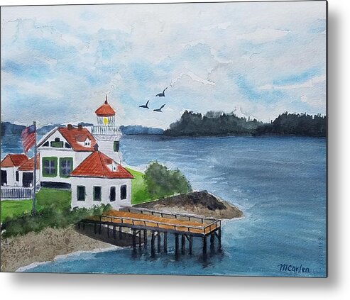 Lighthouse Metal Print featuring the painting Mukilteo Lighthouse - Whidbey Island by M Carlen
