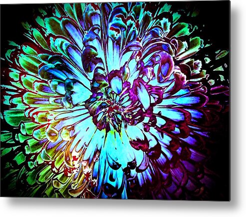 Surreal Chrysanthemum Metal Print featuring the photograph Mum's Not the Word by Susan Maxwell Schmidt