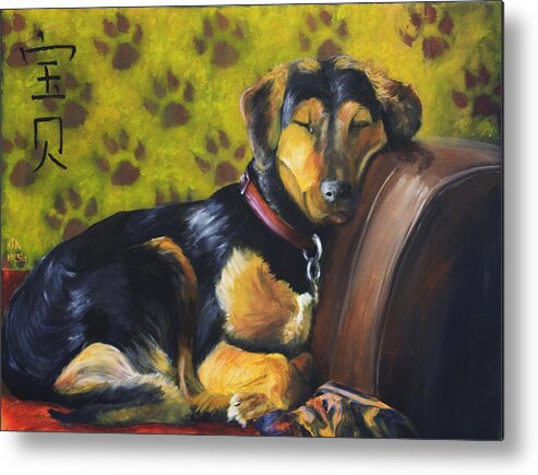 Dog Metal Print featuring the painting Murphy VI Sleeping by Nik Helbig