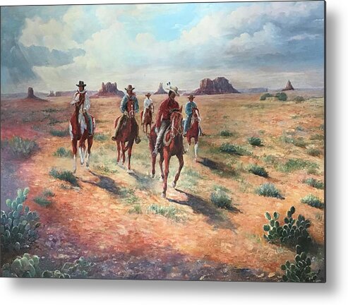 Cowboy Metal Print featuring the painting Navajo Riders by ML McCormick