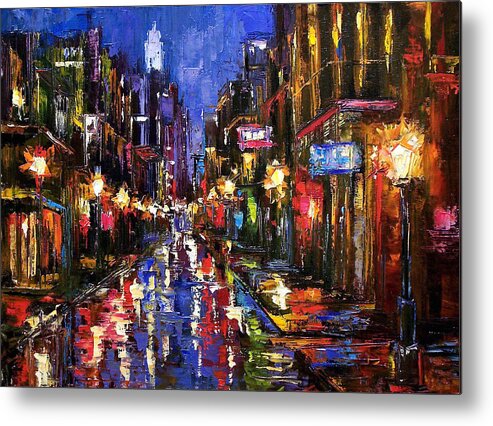 Cityscape Metal Print featuring the painting New Orleans Storm by Debra Hurd