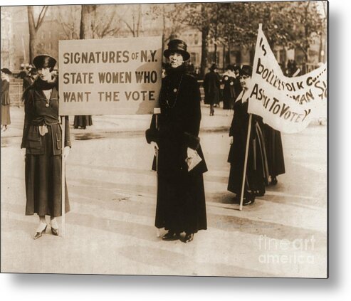 New York Suffragettes Metal Print featuring the photograph New York Suffragettes by Padre Art