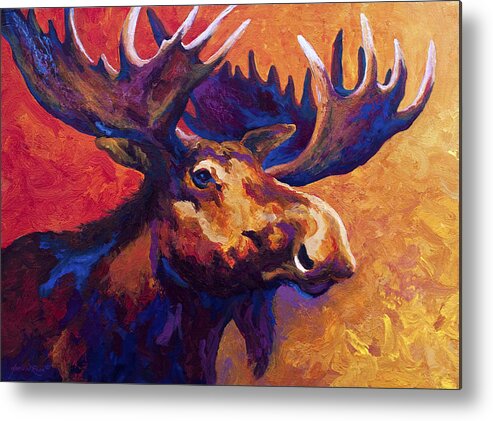 Moose Metal Print featuring the painting Noble Pause by Marion Rose