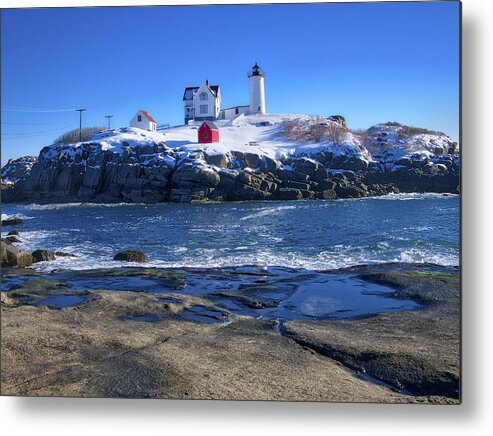 Atlantic Metal Print featuring the photograph Nubble Lighthouse -Winter 2015 by Steven Ralser