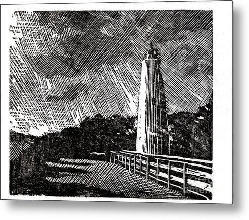 Lighthouse Metal Print featuring the painting Ocracoke Island Lighthouse II by Ryan Fox