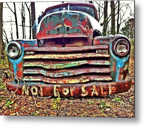 Chevy Metal Print featuring the photograph Old Chevy Truck with Graffiti by T Lowry Wilson