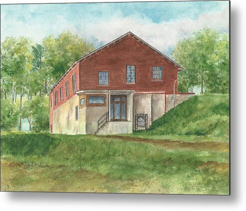 Old Building Metal Print featuring the painting Old Pump House at the Mill by Barbel Amos