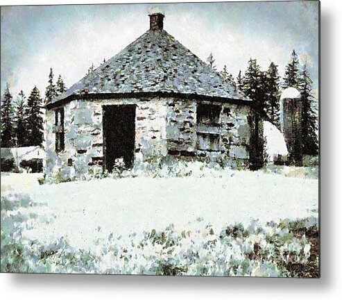 One Room Schoolhouse Metal Print featuring the photograph Old Stone Schoolhouse in Winter - South Canaan by Janine Riley