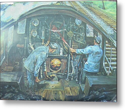  Metal Print featuring the painting On the footplate by Mike Jeffries