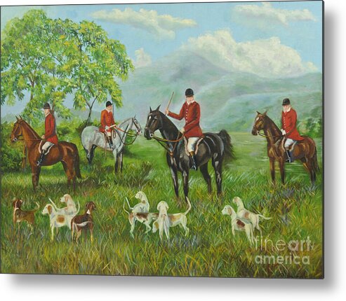 Fox Hunt Metal Print featuring the painting On The Hunt by Charlotte Blanchard