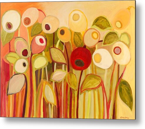 Floral Metal Print featuring the painting One Red Posie by Jennifer Lommers