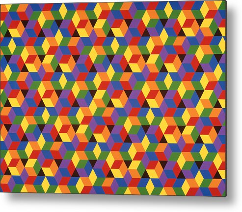 Abstract Metal Print featuring the painting Open Hexagonal Lattice I by Janet Hansen