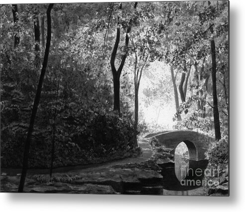 Black And White Metal Print featuring the painting Oriental Garden by Lynn Quinn