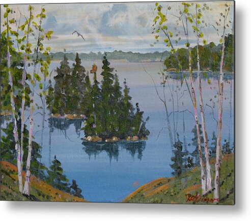 Canadian Shield Metal Print featuring the painting Osprey Island Study by David Gilmore