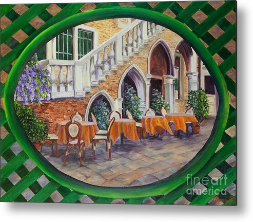 Venice Italy Art Metal Print featuring the painting Outdoor Cafe In Venice by Charlotte Blanchard