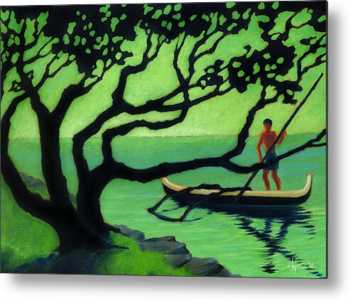 Outrigger Canoes Metal Print featuring the painting Outrigger by Angela Treat Lyon