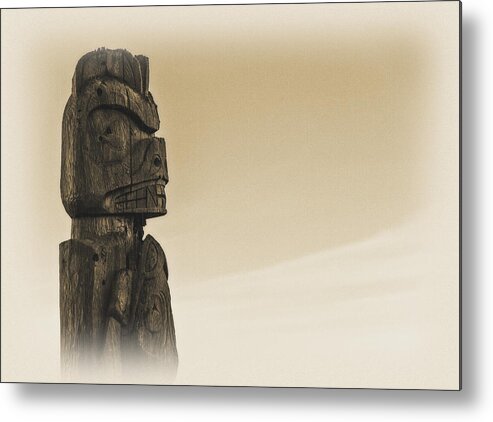 Sign Metal Print featuring the photograph Pacific Northwest Totem Pole Old Yellow by Pelo Blanco Photo