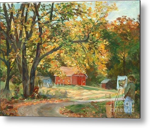 Painting Metal Print featuring the painting Painting the Fall Colors by Claire Gagnon