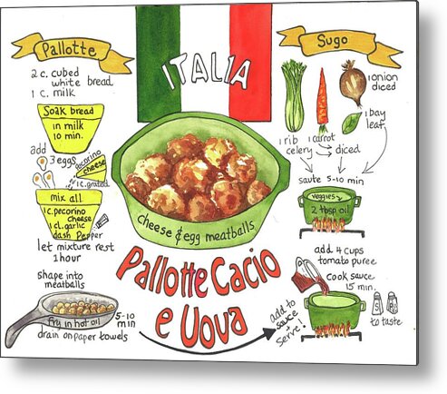 Meatballs Metal Print featuring the painting Pallotte Cacio by Diane Fujimoto