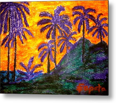 Landscape Palm Trees Metal Print featuring the pastel Palm Trees in Paradise by Felix Zapata