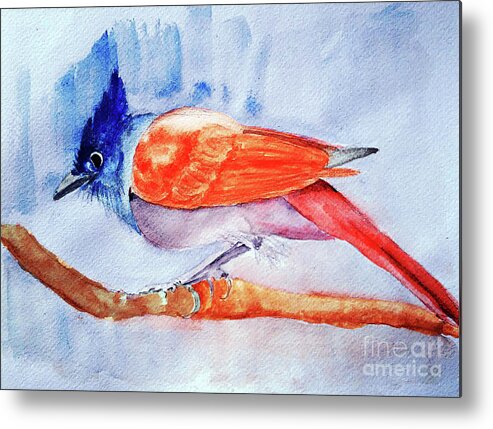 Paradise Flycatcher Metal Print featuring the painting Paradise Flycatcher by Jasna Dragun