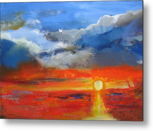 Sunset Metal Print featuring the painting Pathway To The Sun by Melody Horton Karandjeff