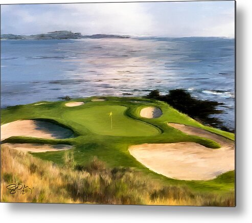 Pebble Beach Metal Print featuring the painting Pebble Beach No.7 by Scott Melby