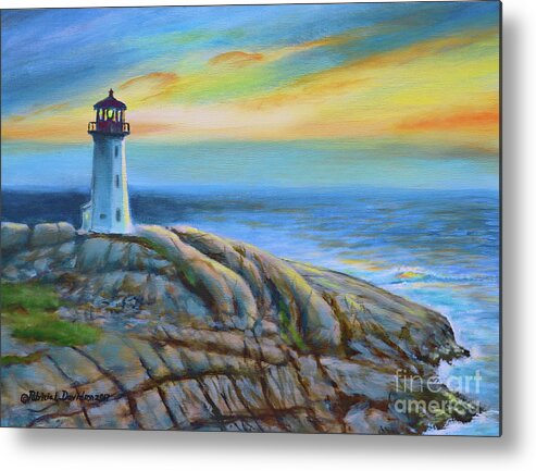 Peggy's Cove Metal Print featuring the painting Peggy's Cove Sunset by Pat Davidson
