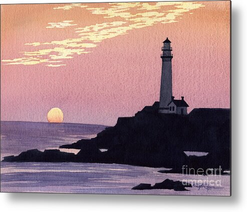 Pigeon Point Metal Print featuring the painting Pigeon Point Lighthouse by David Rogers