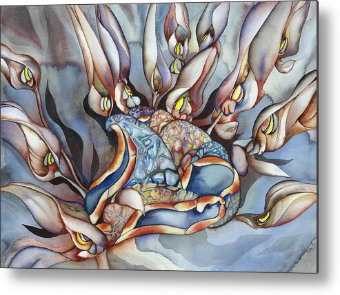 Sealife Metal Print featuring the painting Plant Life Below by Liduine Bekman