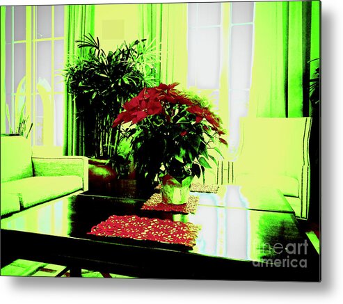 Poinsettia By Kef Metal Print featuring the digital art Poinsettia by KEF by Karen Francis