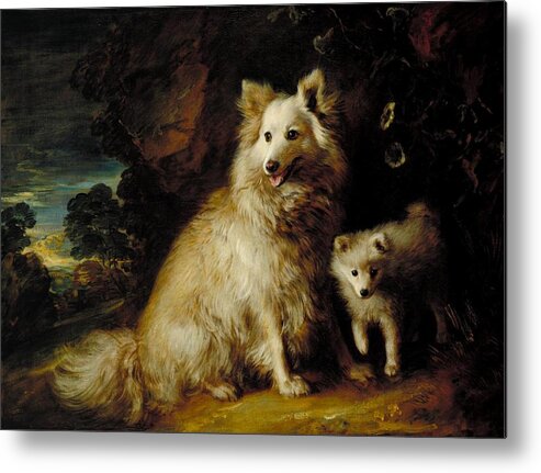 Thomas Gainsborough Metal Print featuring the painting Pomeranian Bitch and Puppy by Thomas Gainsborough