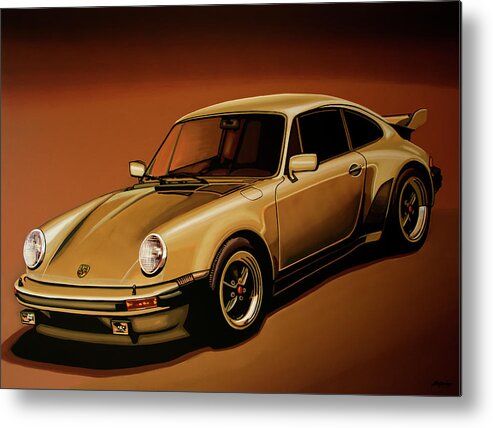 Porsche 911 Metal Print featuring the painting Porsche 911 Turbo 1976 Painting by Paul Meijering