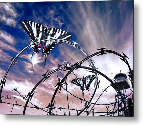 Butterfly Metal Print featuring the digital art Prison Butterflies by Rick Mosher