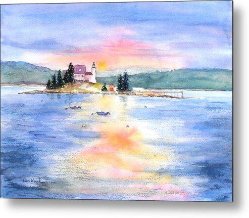 Maine Metal Print featuring the painting Pumpkin Sunset by Diane Kirk