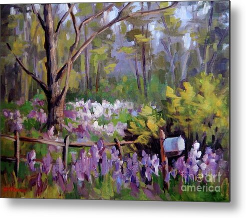 Tree Metal Print featuring the painting Purple and Green by K M Pawelec