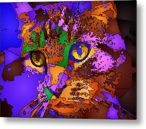 Cat Metal Print featuring the digital art Purple Love. Pet Series by Rafael Salazar
