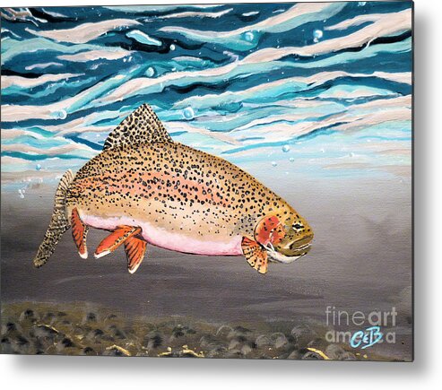 Trout Metal Print featuring the painting Rainbow Addiction by Chad Berglund