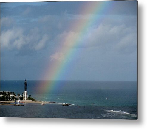 Florida Metal Print featuring the photograph Rainbow at Hillsboro Lighthouse by Corinne Carroll