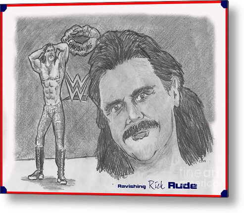 Rick Rude Metal Print featuring the drawing Ravishing Rick Rude by Chris DelVecchio
