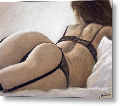 Sensual Metal Print featuring the painting Rear view III by John Silver