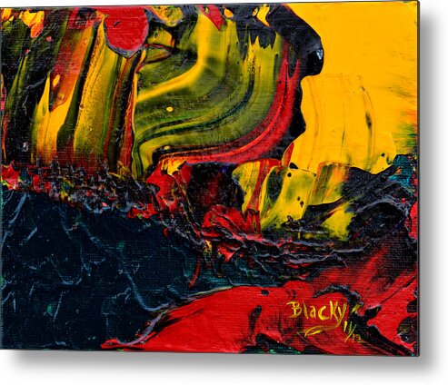 Bold Abstract Metal Print featuring the painting Red Balloon In The Storm by Donna Blackhall