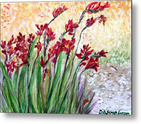 Red Flowers Metal Print featuring the painting Red Flowers by Deb Stroh-Larson